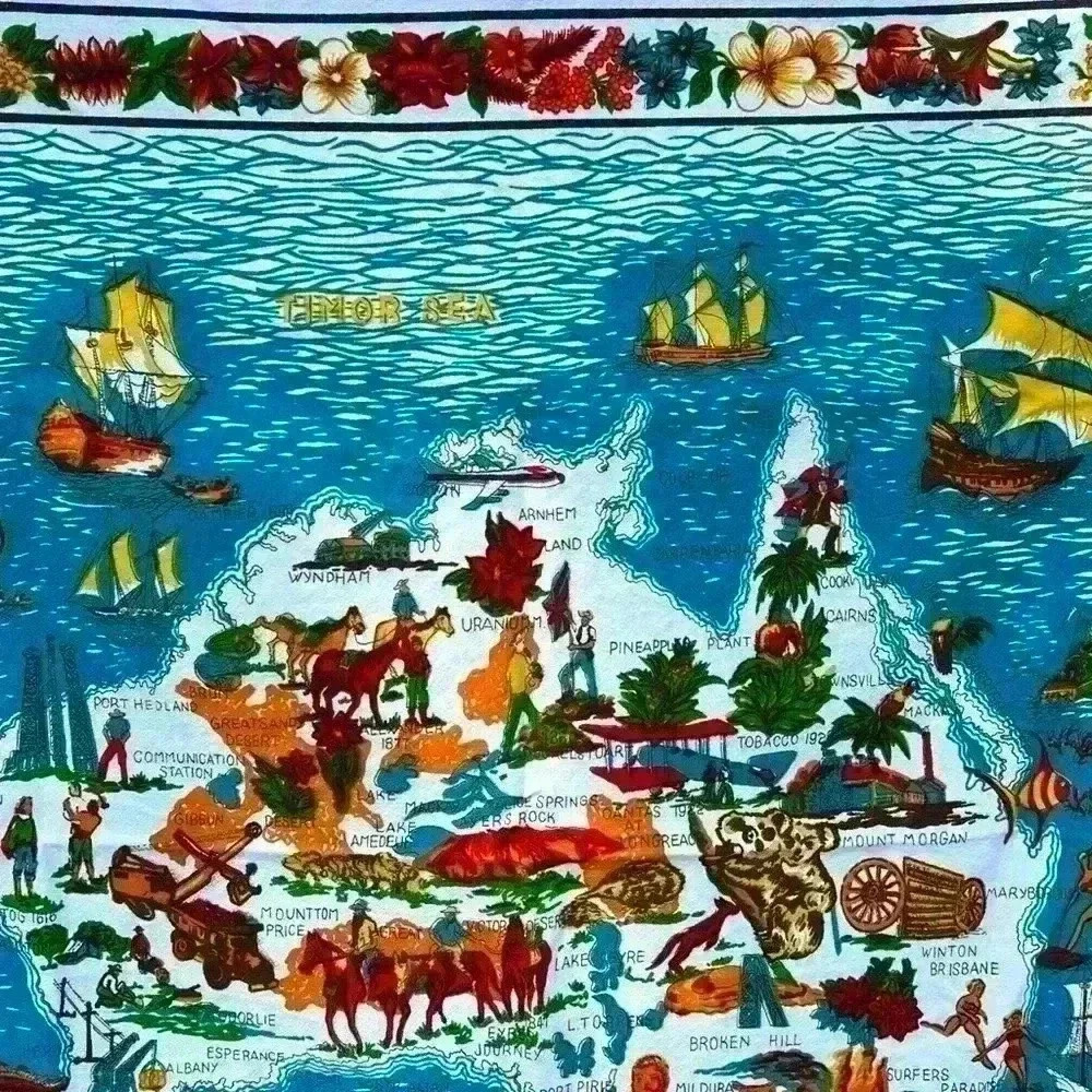 Vintage Australia Map Wall Hanging Tapestry Art - Picture 11 of 16